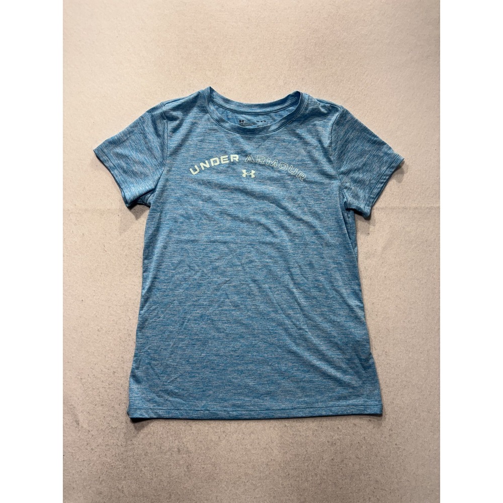 Under Armour Shirt Youth Medium Blue HeatGear Loose Fit Logo Athletic Tee